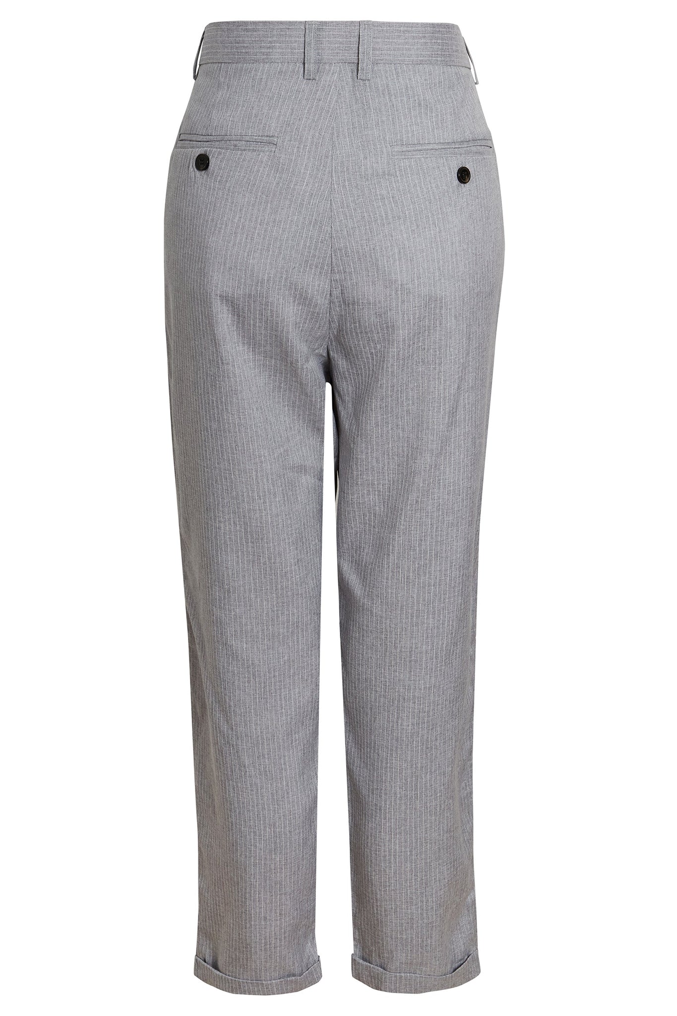 PIN STRIPE TURN-UP TAPERED TROUSER