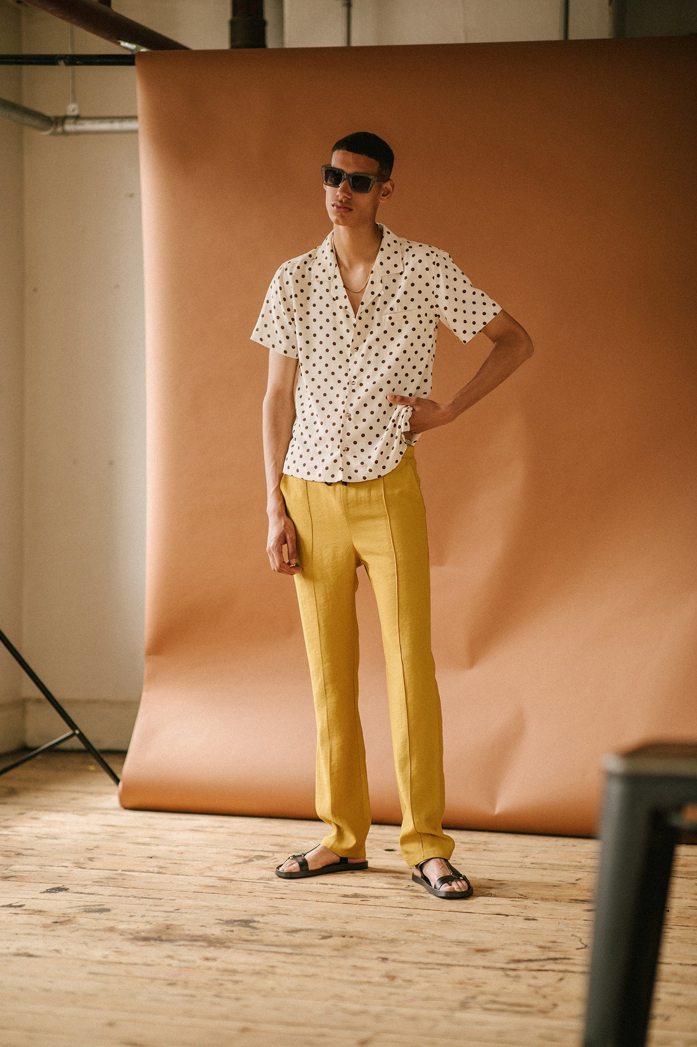 MUSTARD LINEN LOOSE FIT TROUSER