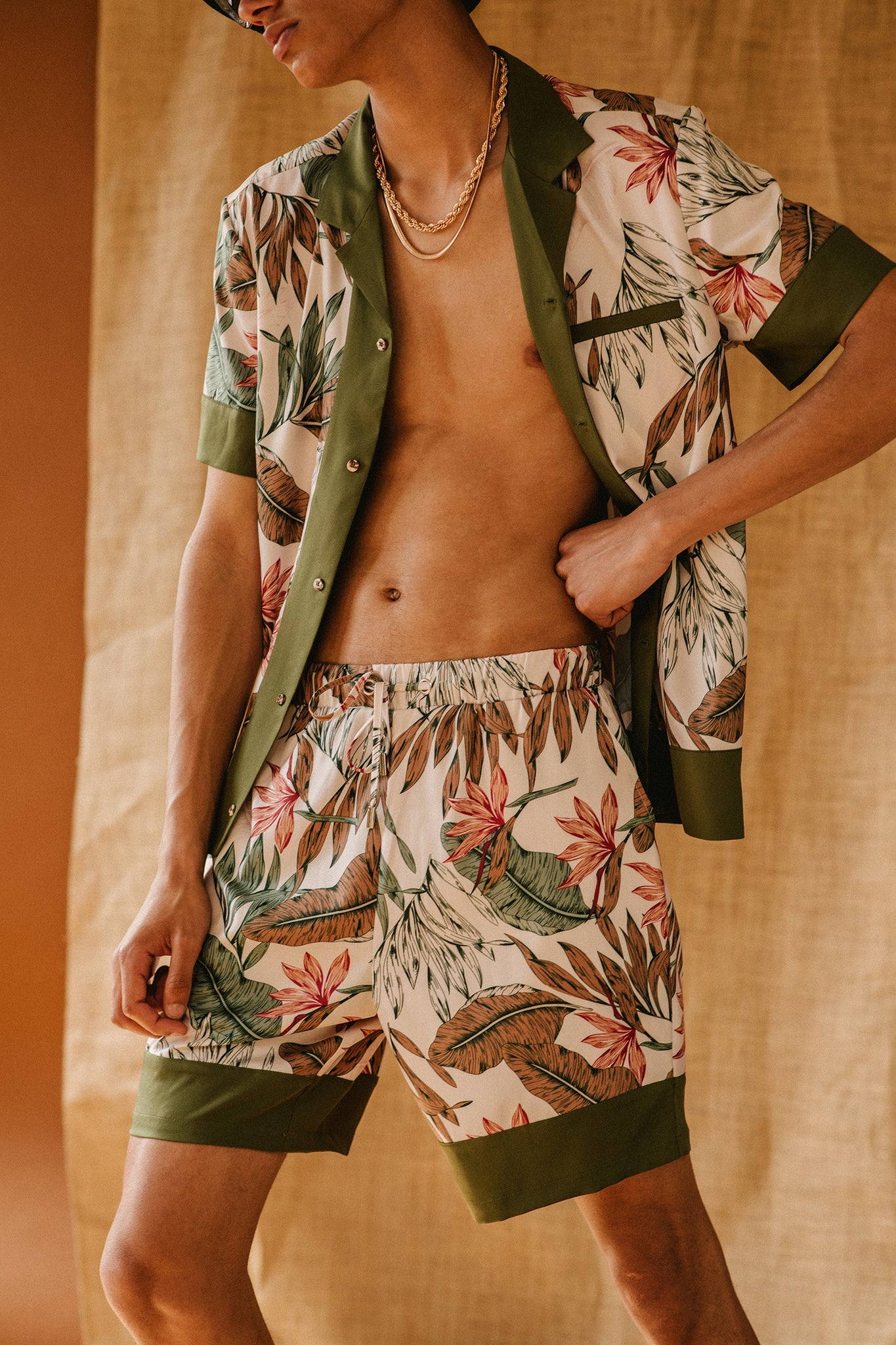 SAFARI PALM PRINTED SHIRT & SHORT RESORT CO-ORD